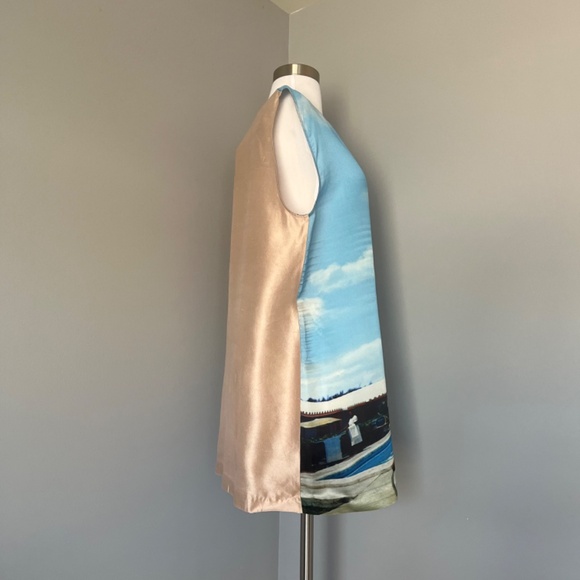 AU JOUR LE JOUR Silk Summer Pool Party Palm Leaves Sky Clouds Printed Dress - Picture 5 of 13